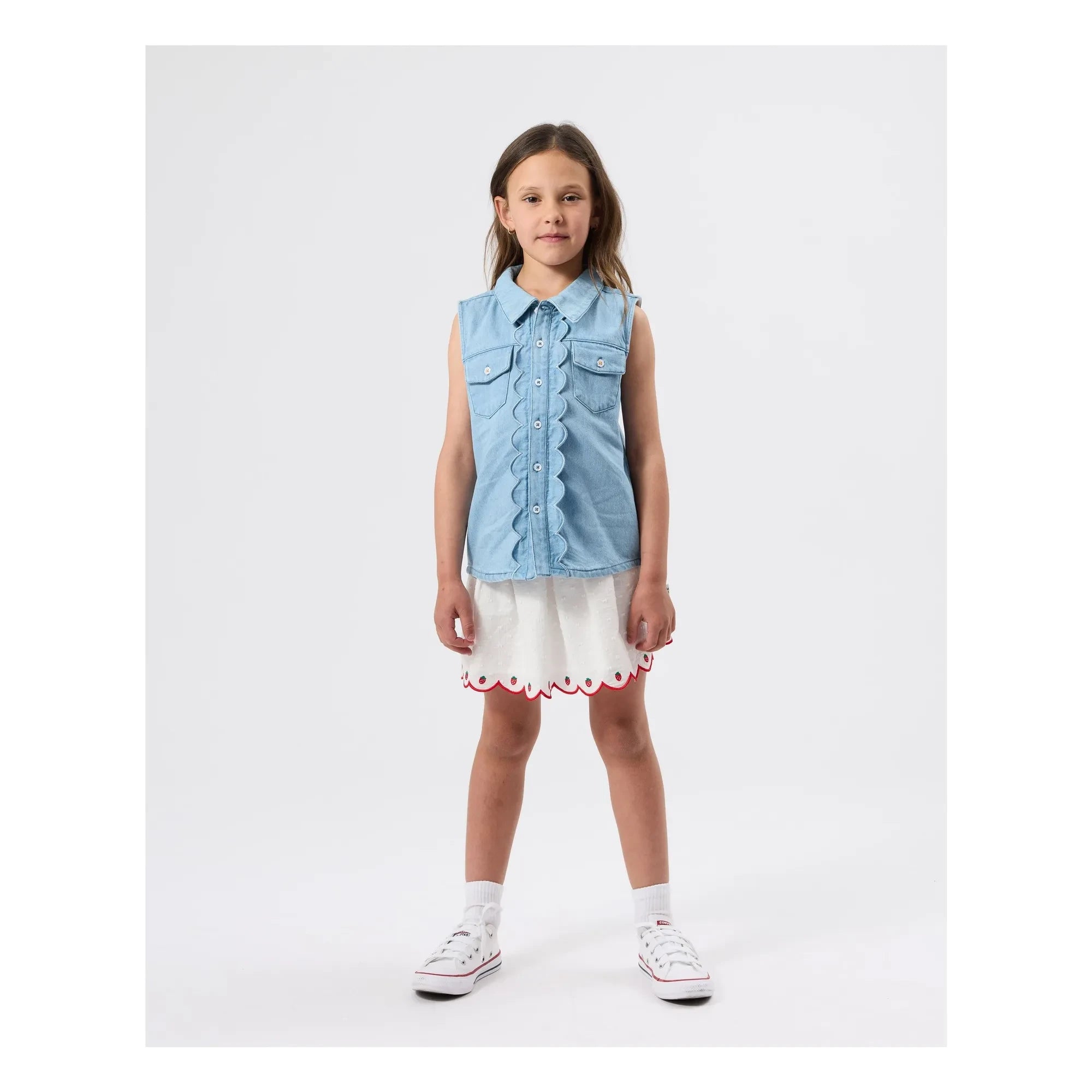 Goldie + Ace - Ärmellose Chambray-Weste | Blau