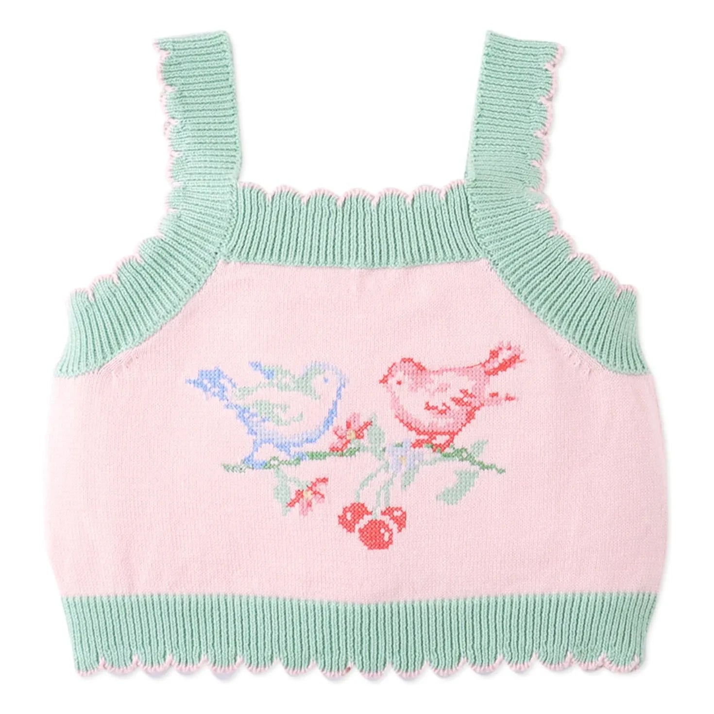 Gingersnaps - Pale Pink | Rose Embroidered Tulle Crop Top