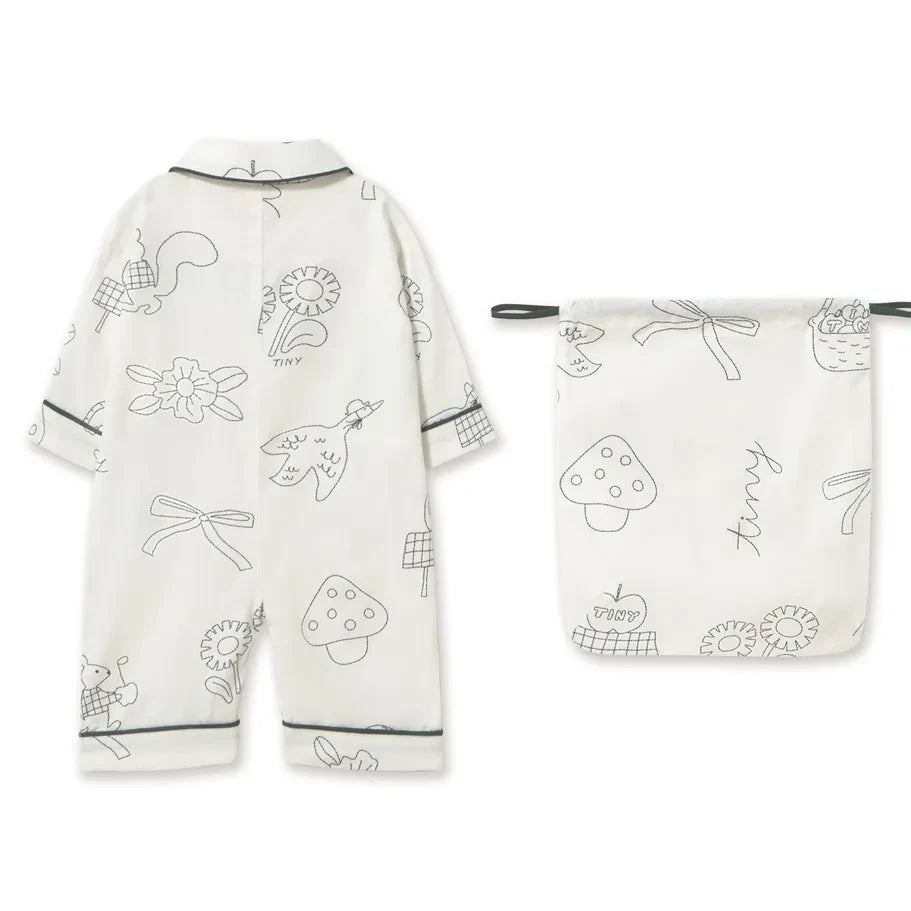 Tinycottons - Mantar Desenli Tulum Pijama | Beyaz