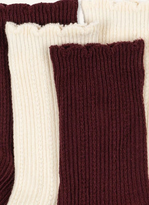 Konges Sløjd - 2 Pair Pointelle Sock Set | Burgundy