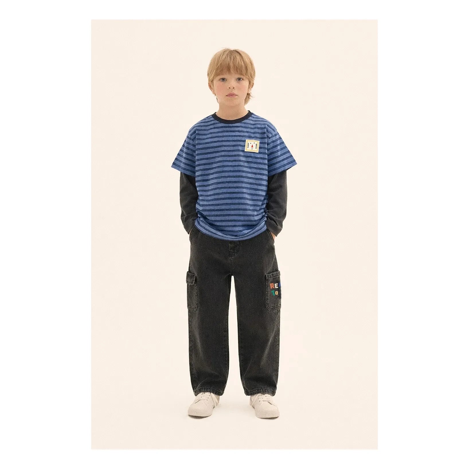 Jelly Mallow - Layered Striped T-Shirt | Blue