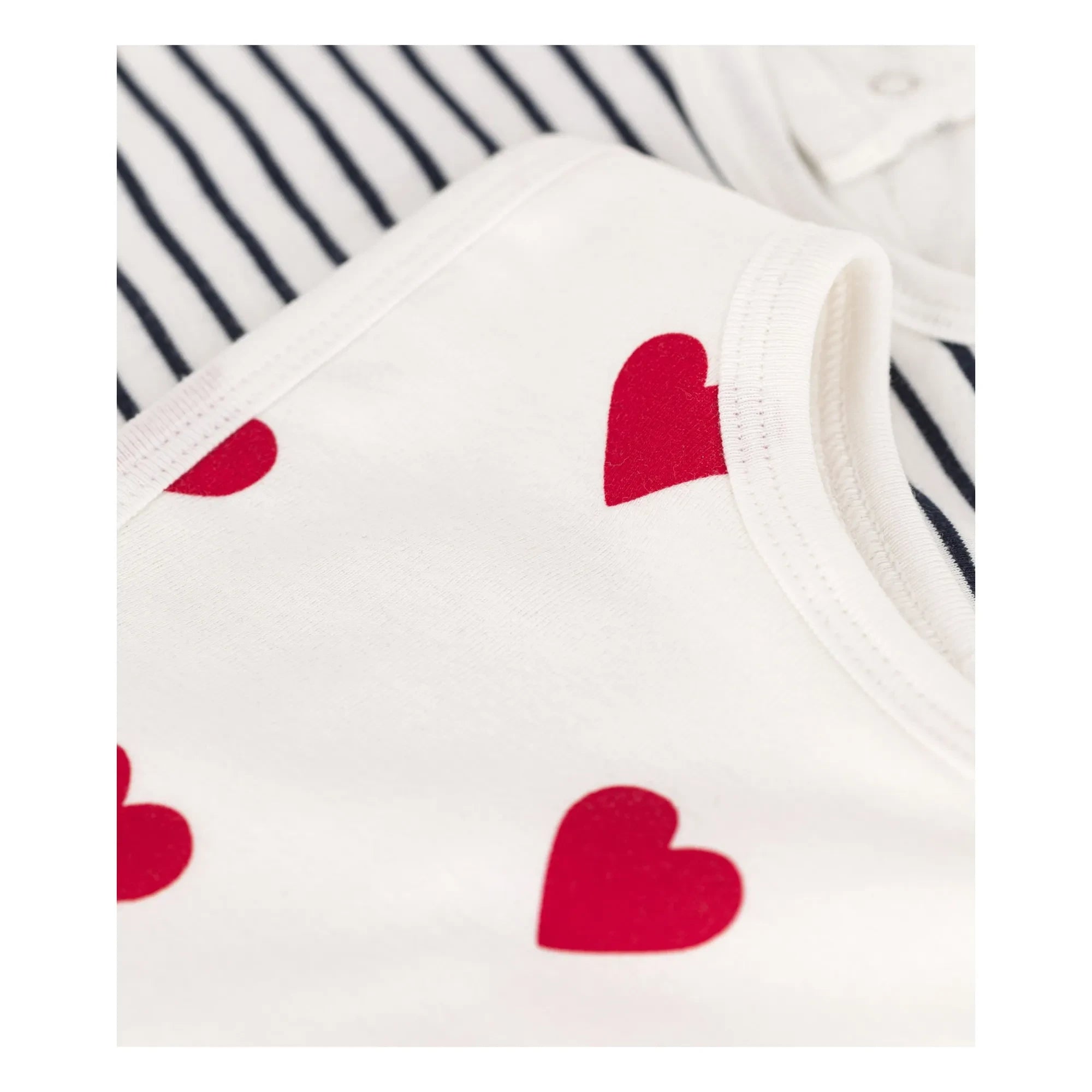 Petit Bateau - 2'li Önlük Kalp Desenli | Beyaz
