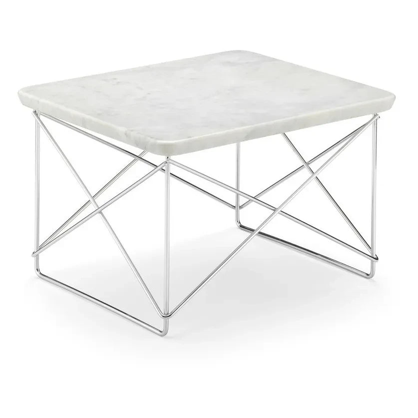 Vitra - Charles & Ray Eames Tasarım Chrome Yan Sehpa LTR | Beyaz Mermer