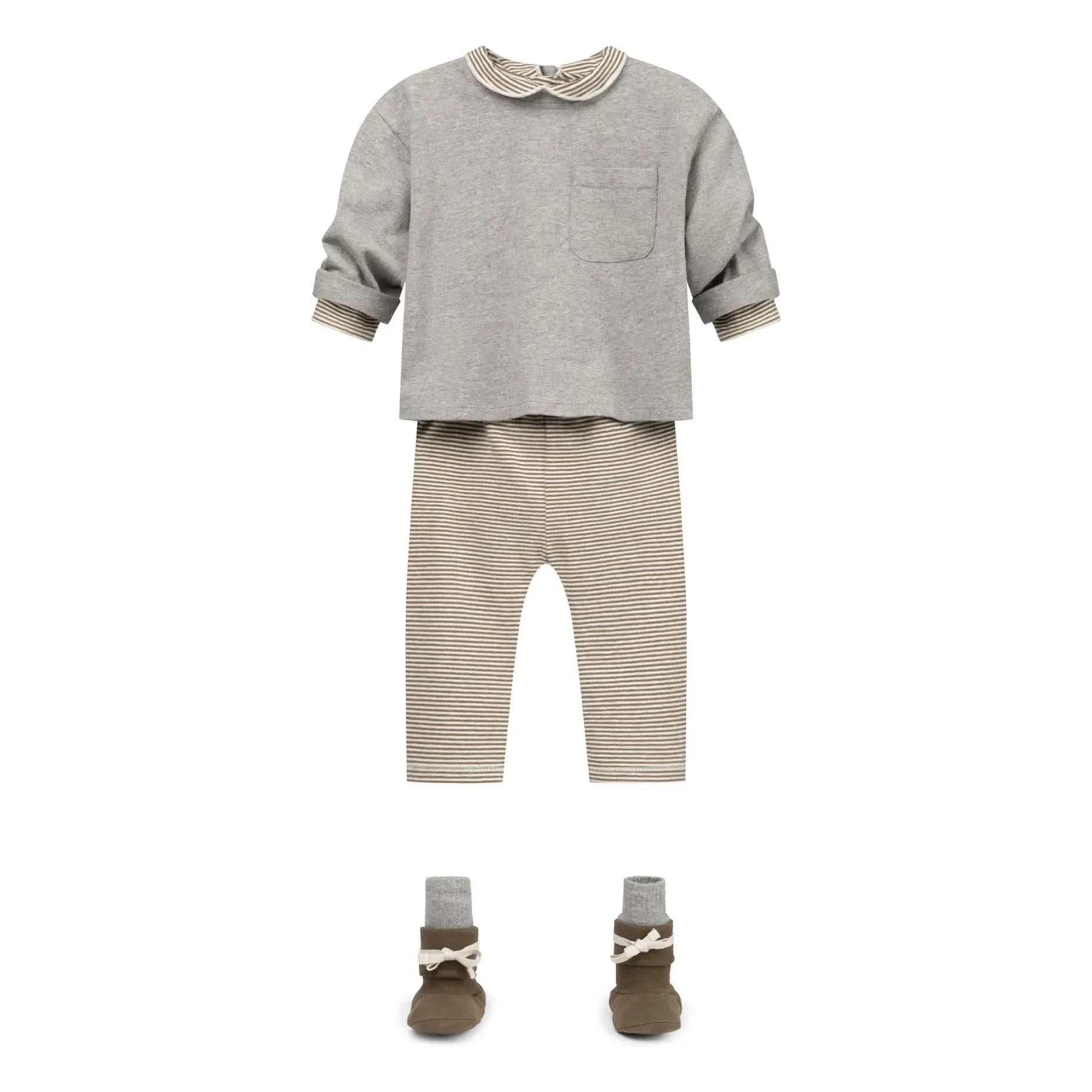 Gray Label - Striped Leggings Mini Organic Cotton | Khaki Brown
