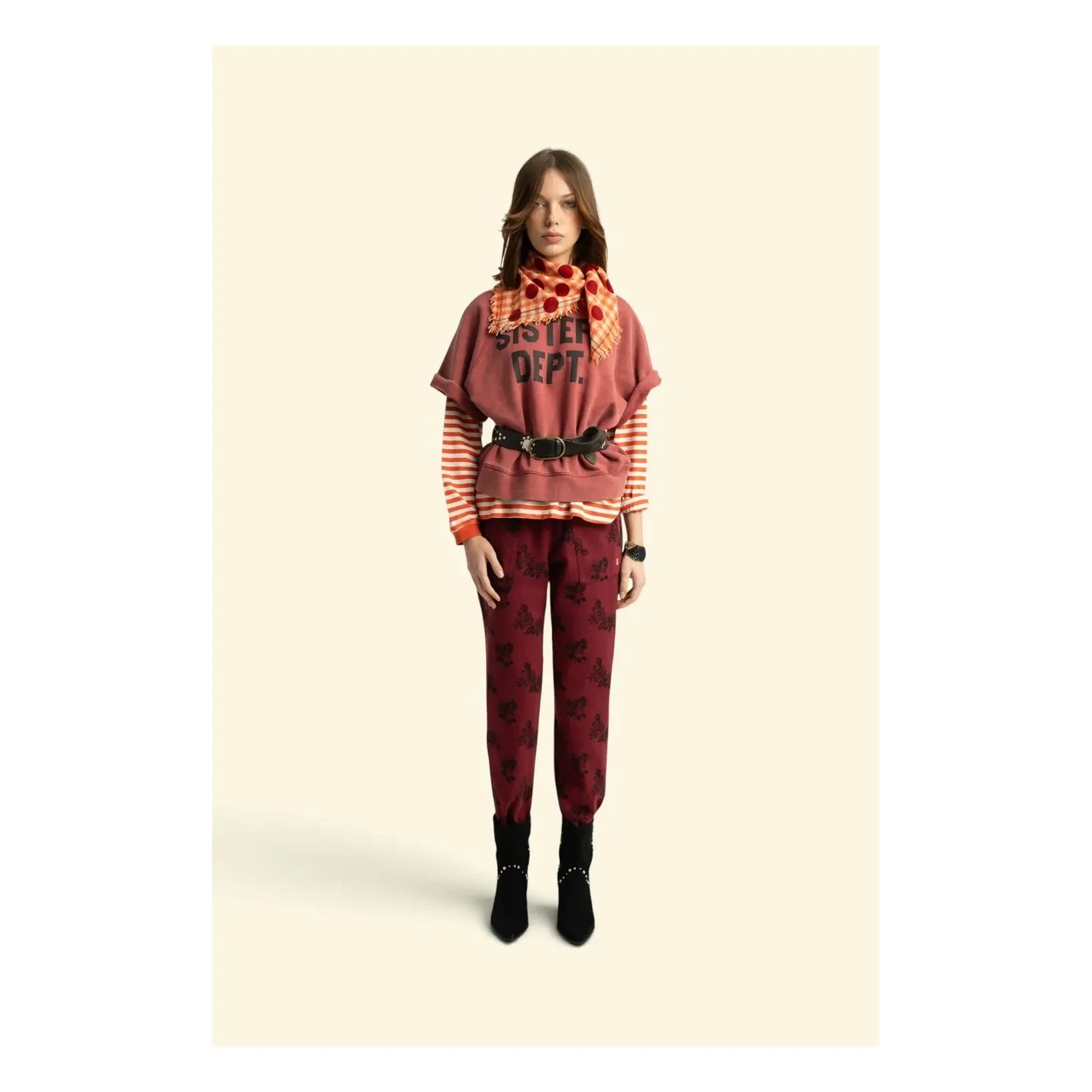 Sisters Department - Juliette Striped Slub Cotton T-Shirt | Red