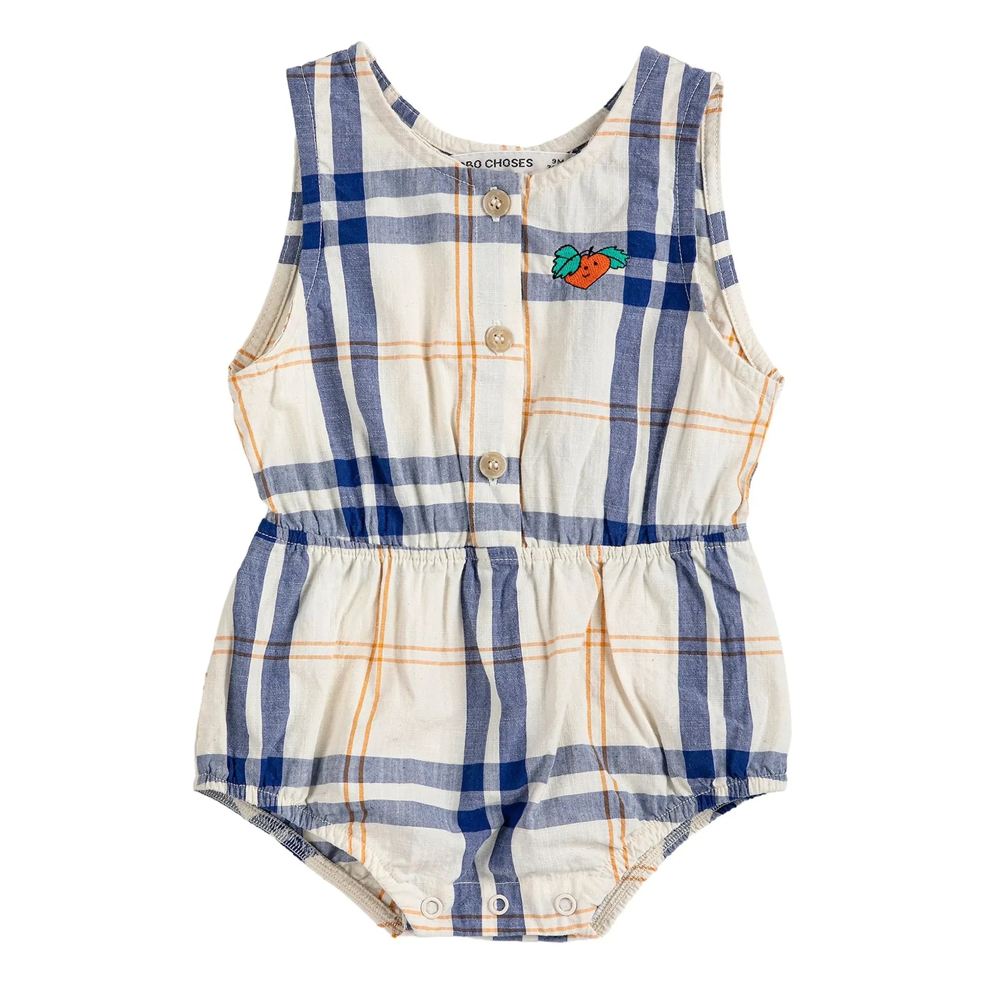 Bobo Choses - Tartan organik pamuk tulum | Ecru