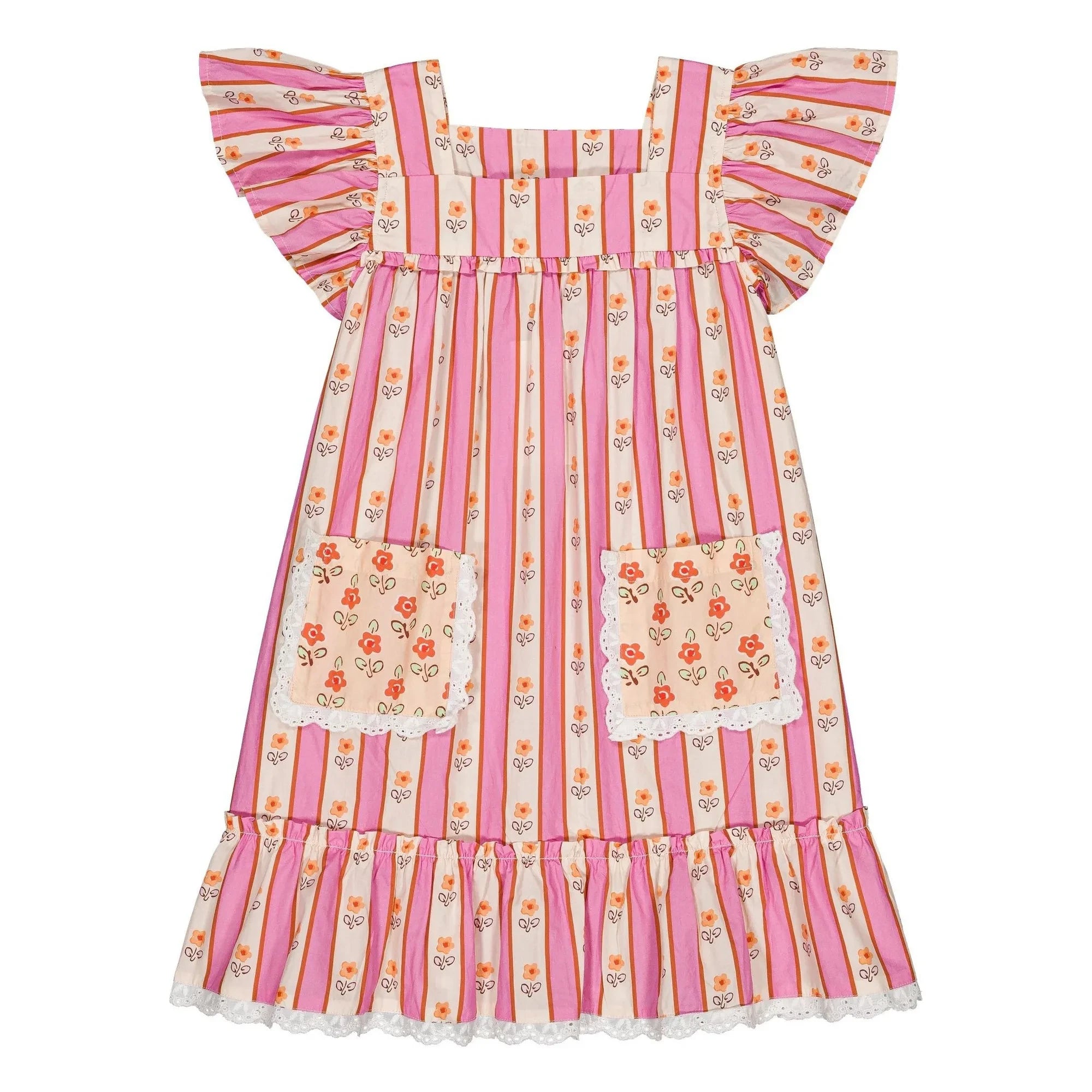 Hello Simone - Gestreiftes Kleid | Rosa