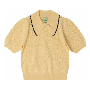 FUB - Pointelle Merino Wolle Polo | Hellgelb