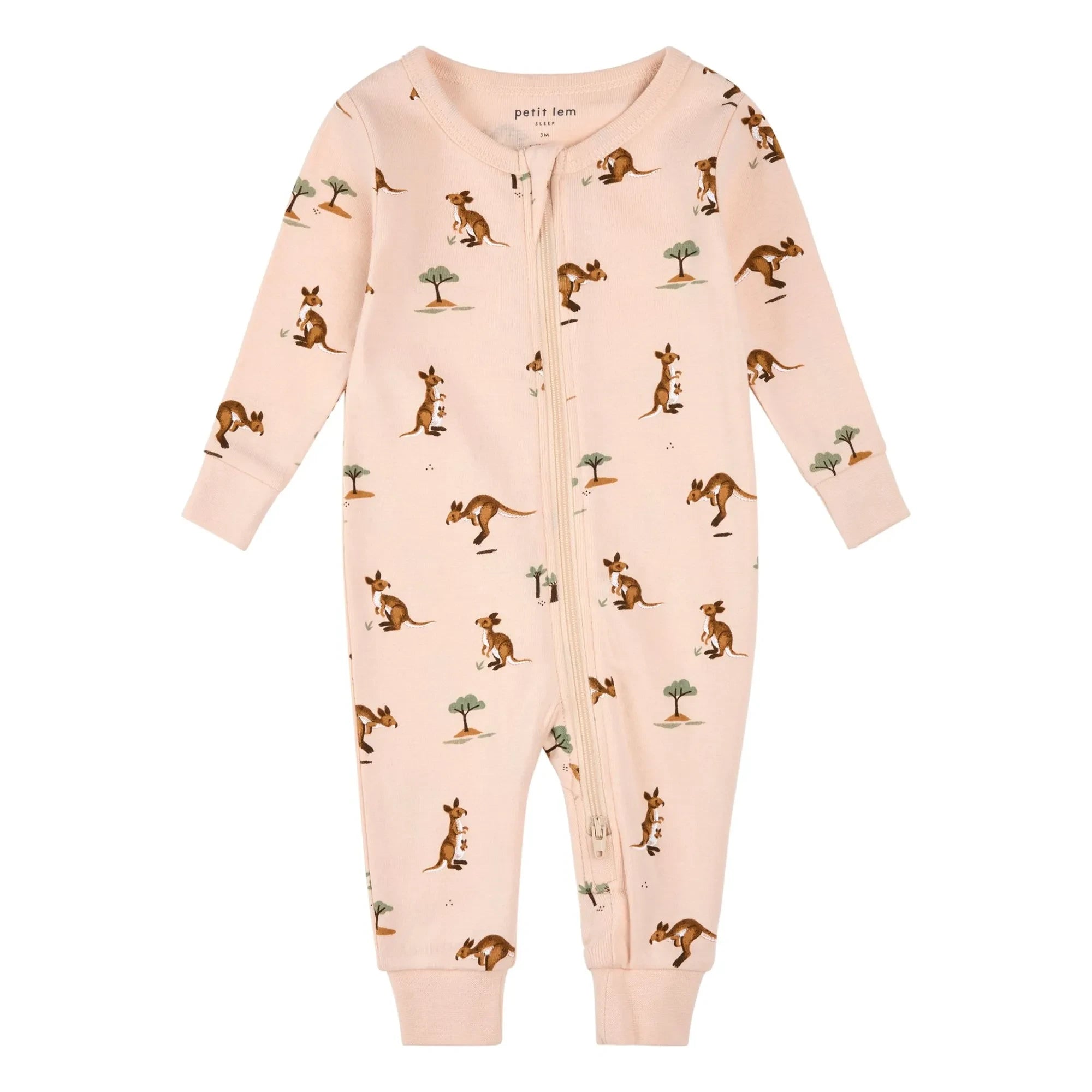 Petit Lem - Sleeveless Pajamas Kagourous Organic Cotton | Powder Pink