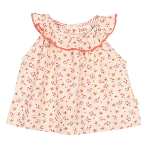 Búho - Geblümte Seersucker Babybluse | Peach