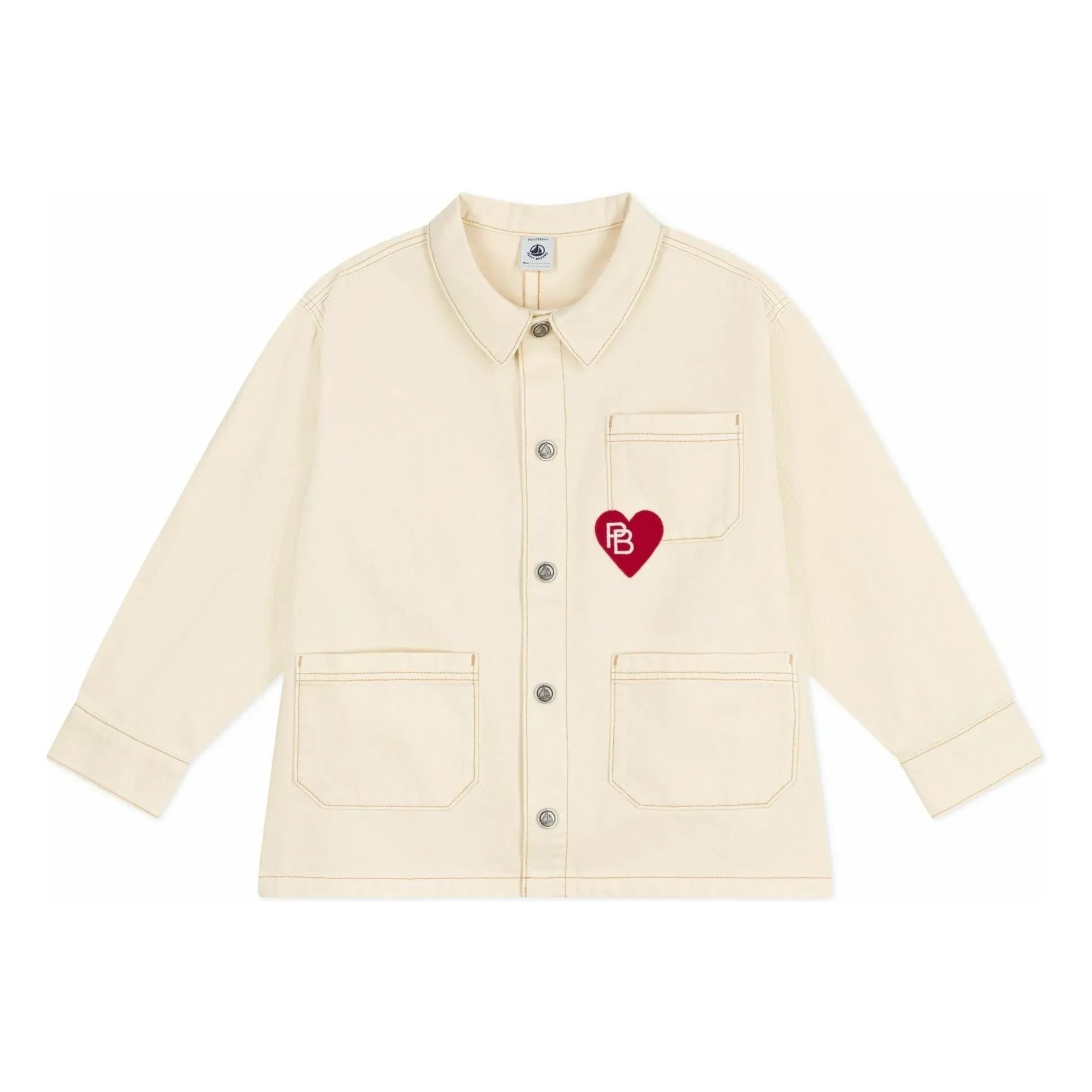 Petit Bateau - Dikişleri Belirgin Kalp Ceket | Ekru