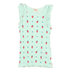 Búho - Ribbed Tank Top Strawberry Ruffles Organic Cotton | Aqua