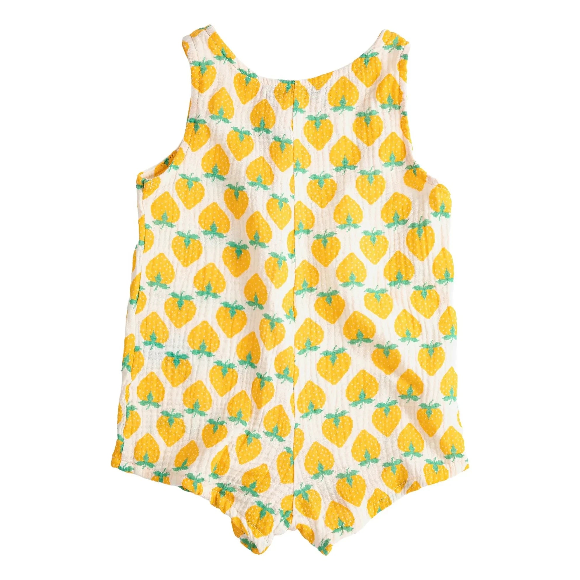 Bobo Choses - Strawberry organic cotton muslin jumpsuit | Ecru