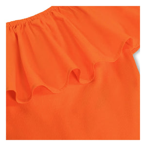 Molo - Rebecca Top with Asymmetric Ruffles Made from Organic Cotton | Orange