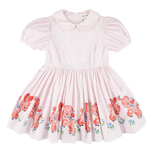 Morley - Gestreiftes Kleid mit Claudine-Kragen | Blassrosa