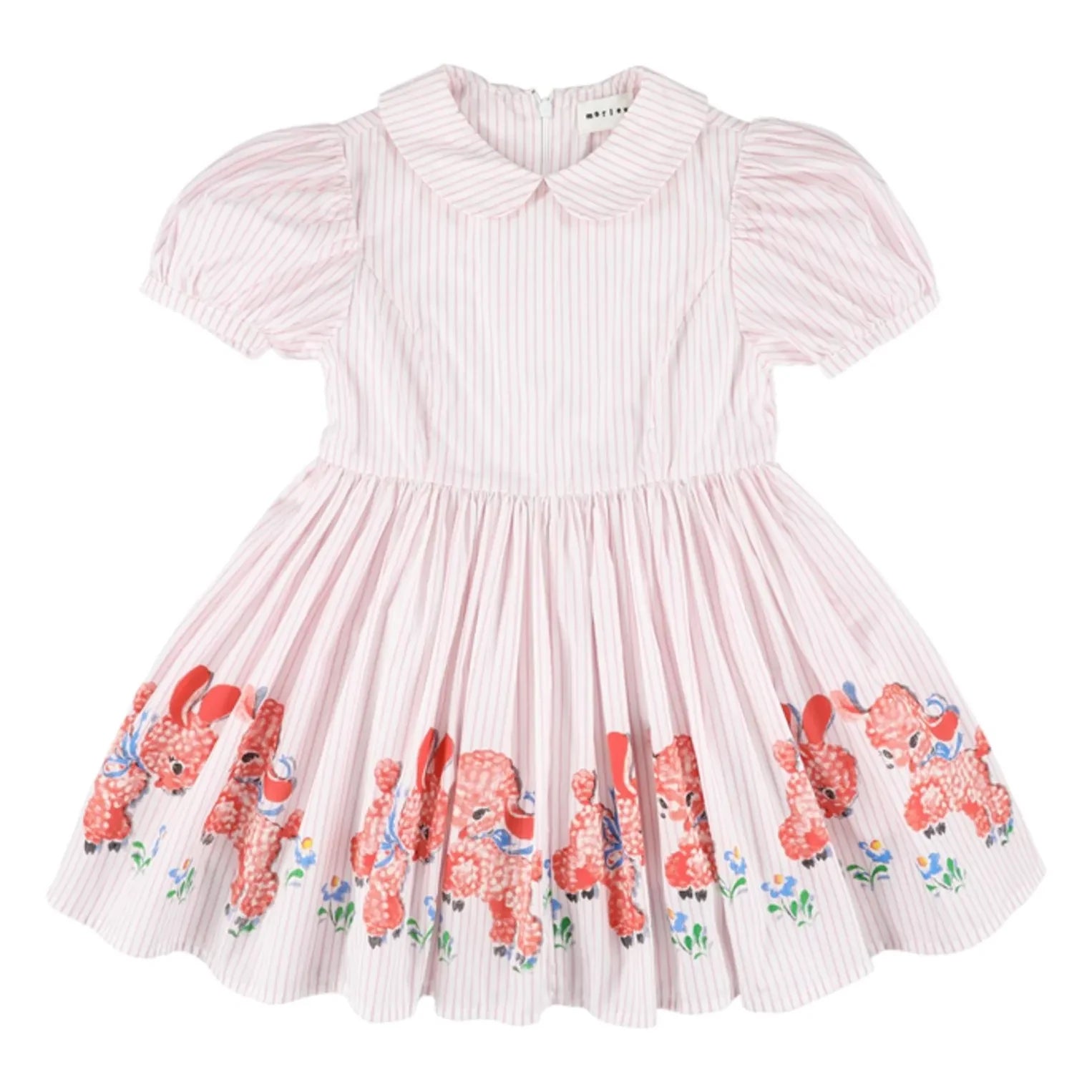 Morley - Gestreiftes Kleid mit Claudine-Kragen | Blassrosa