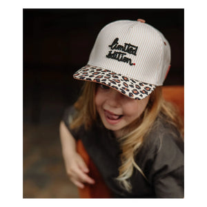 Hello Hossy - Organic Cotton Leopard Print Curved Visor Hat | Cream