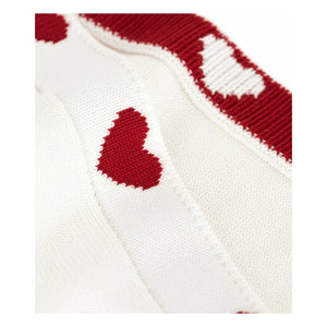 Petit Bateau - Decke aus Bio-Baumwollstrick mit Herzmotiv | Ecru