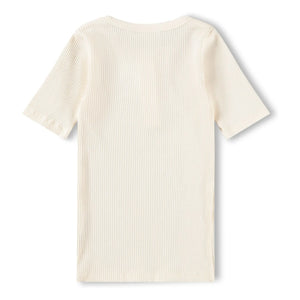 Molo - Rosey Ribbed Buttoned T-Shirt | Ivory