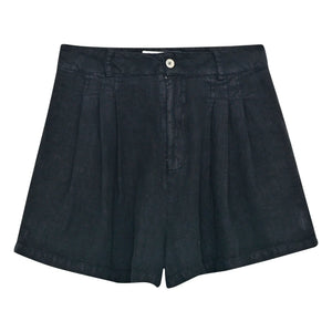 the new society - Melissa Linen Shorts | Black