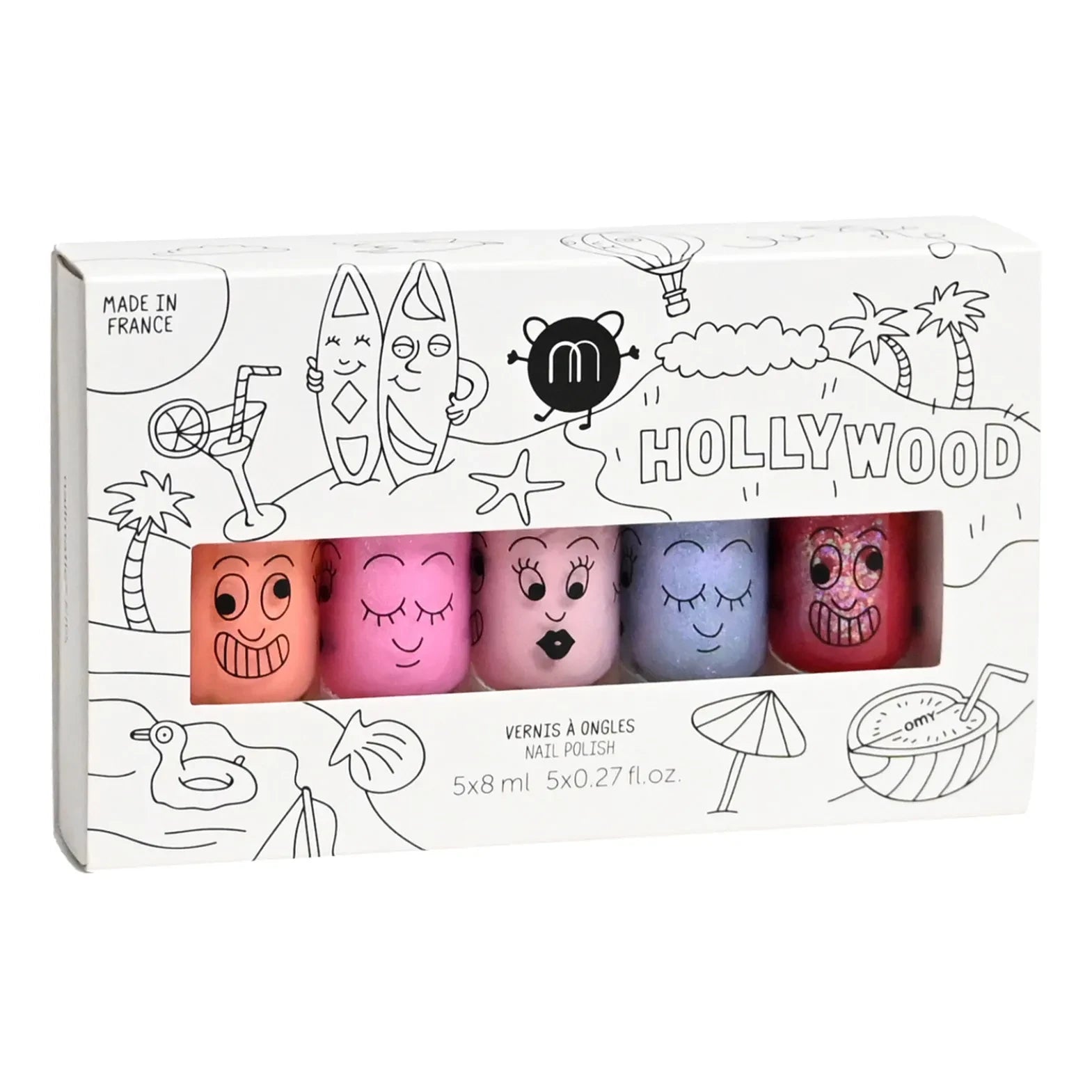 Nailmatic Kids - 5’li Hollywood su bazlı oje seti - Gaston, Super, Polly, Bella ve Kitty