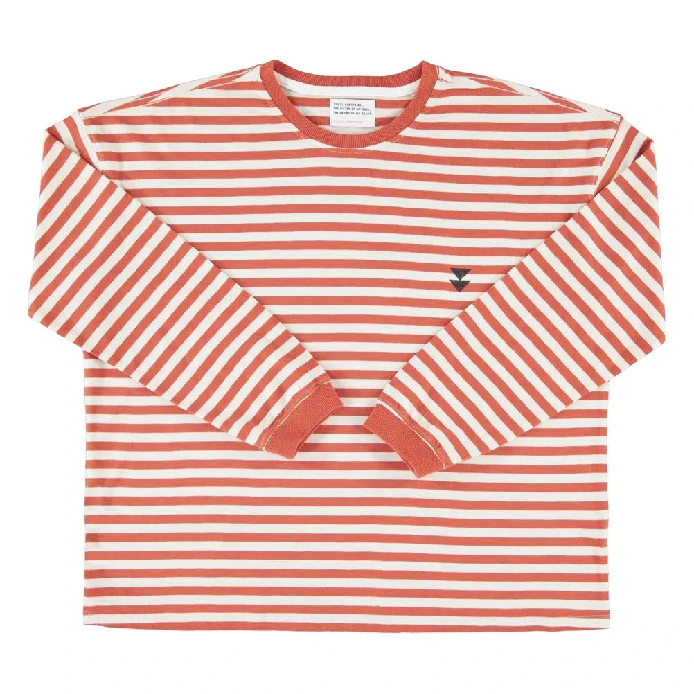 Sisters Department - Juliette Striped Slub Cotton T-Shirt | Red