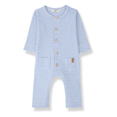 1+ in the family - Striped Cambrils Ribbed Pajamas | Light blue