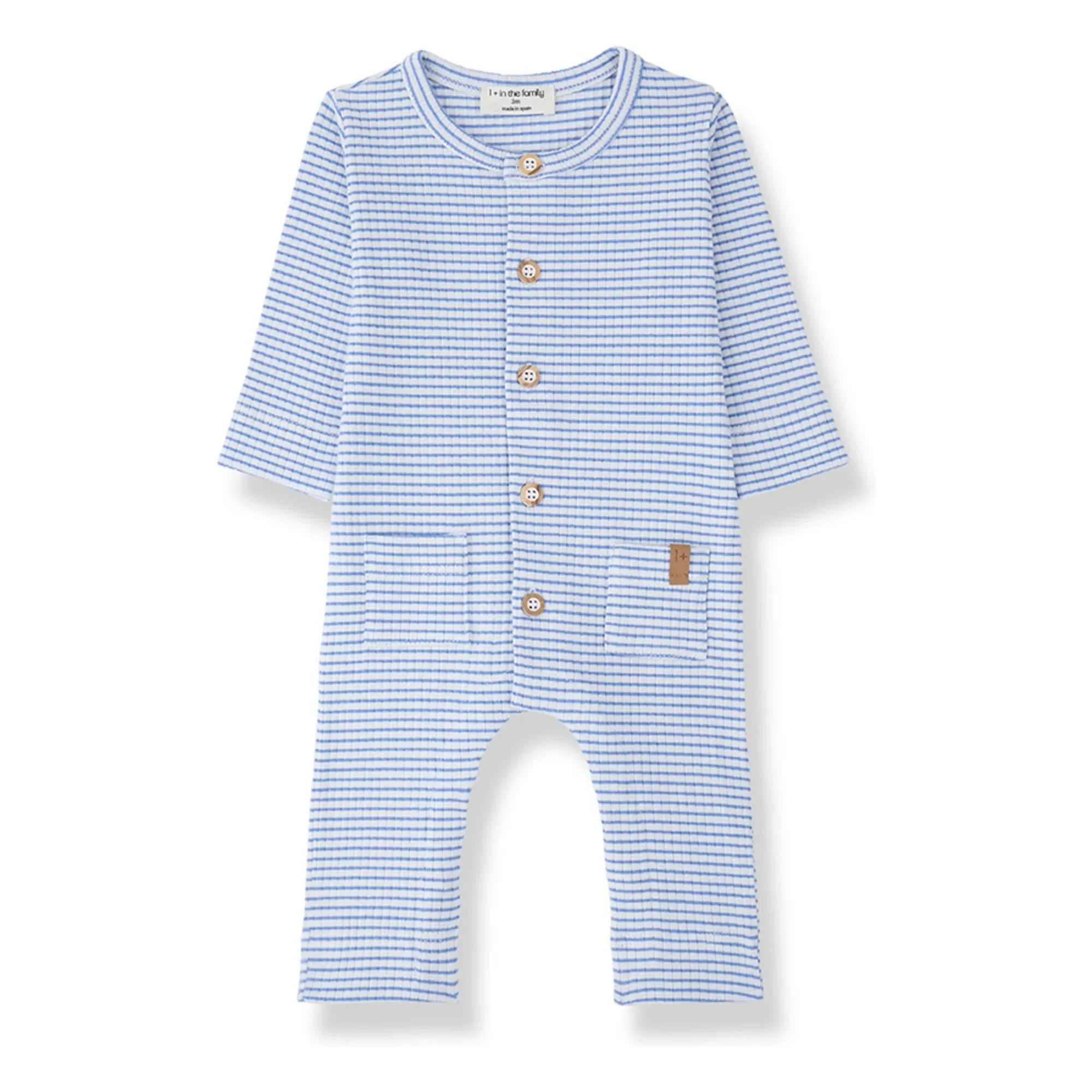 1+ in the family - Striped Cambrils Ribbed Pajamas | Light blue