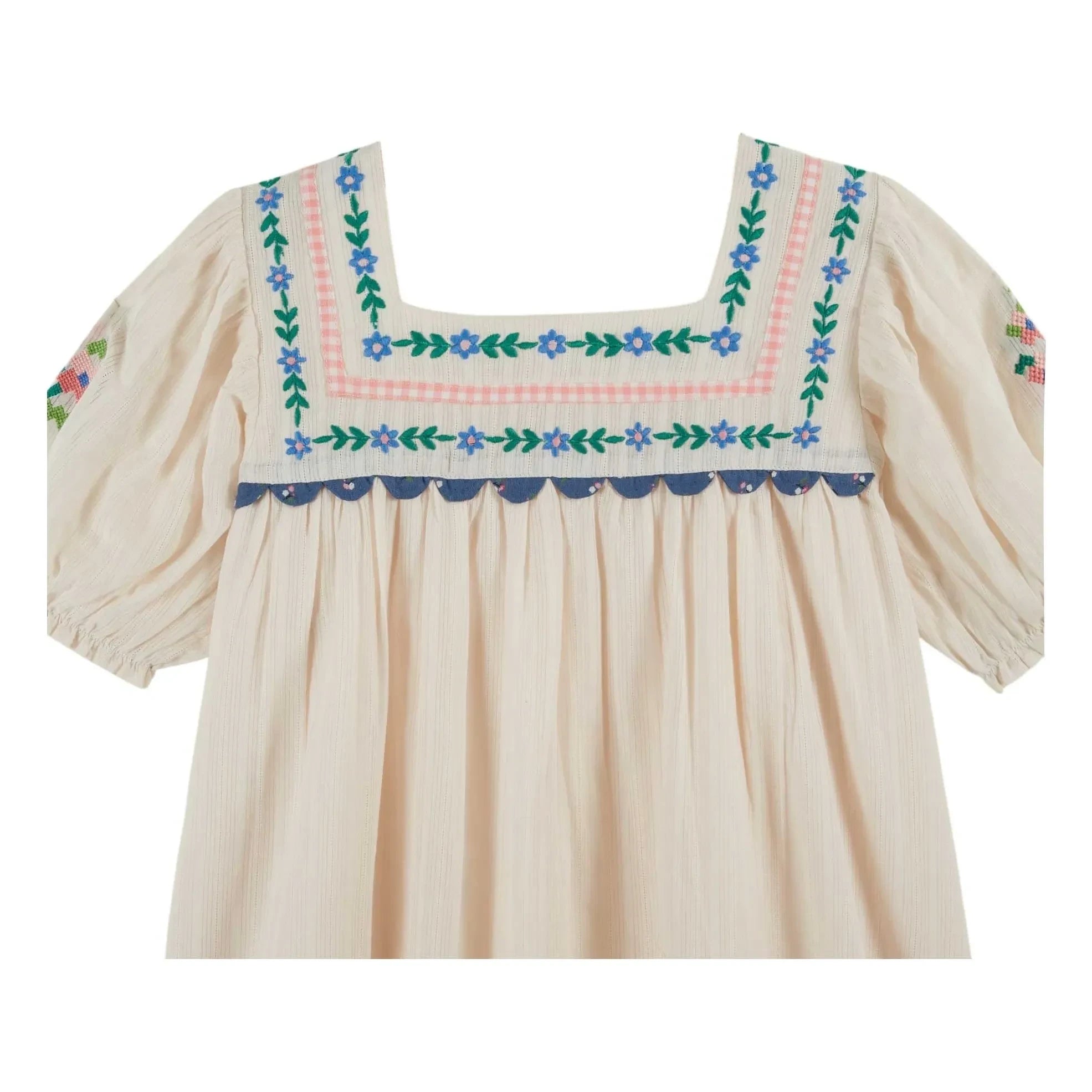 Emile et Ida - Embroidered Ruffled Dress | Cream