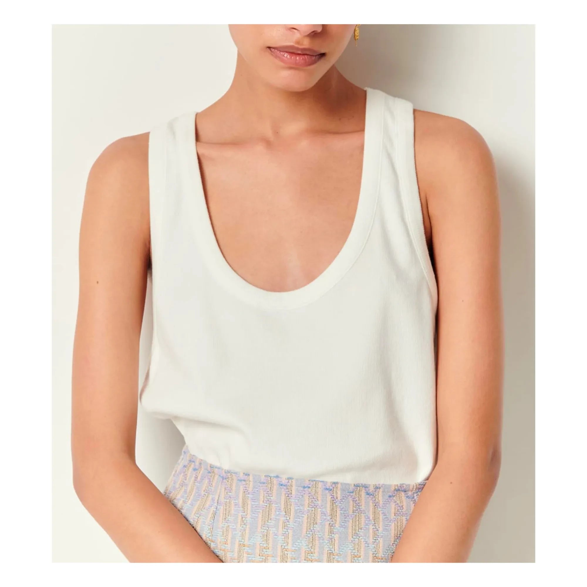 Sessùn - D ribbed tank top | Optical White