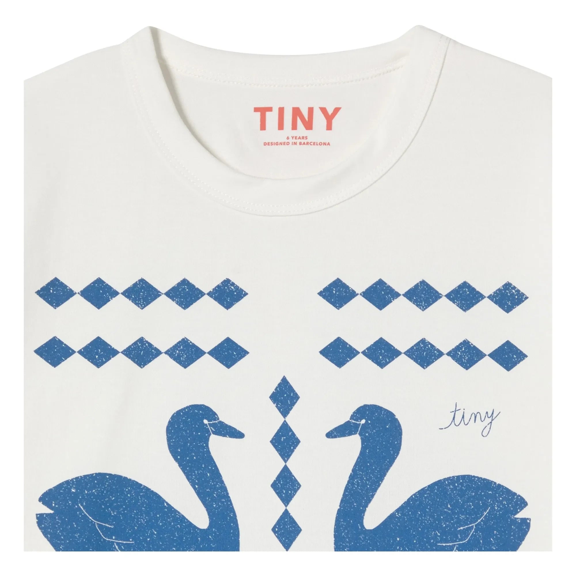 Tinycottons - T-shirt Swans Losanges Organik pamuk | Beyaz