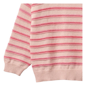 Wheat - Harlow Gestreifter Pullover aus Bio-Baumwoll-Jacquard | Hellrosa