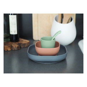 Béaba - Silicone 4-Piece Tableware Set | Sage