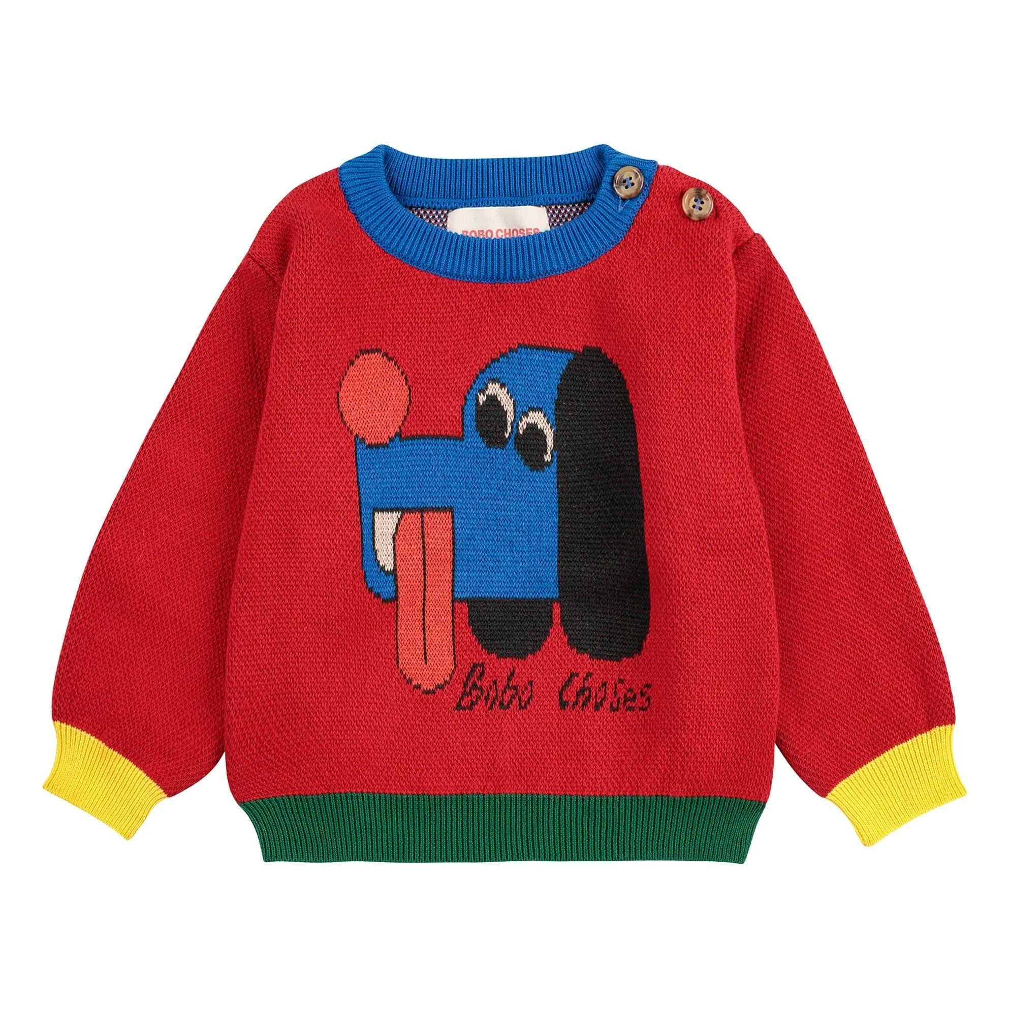 Bobo Choses - Colorblock Bio-Baumwoll-Hundepullover Baby | Rot