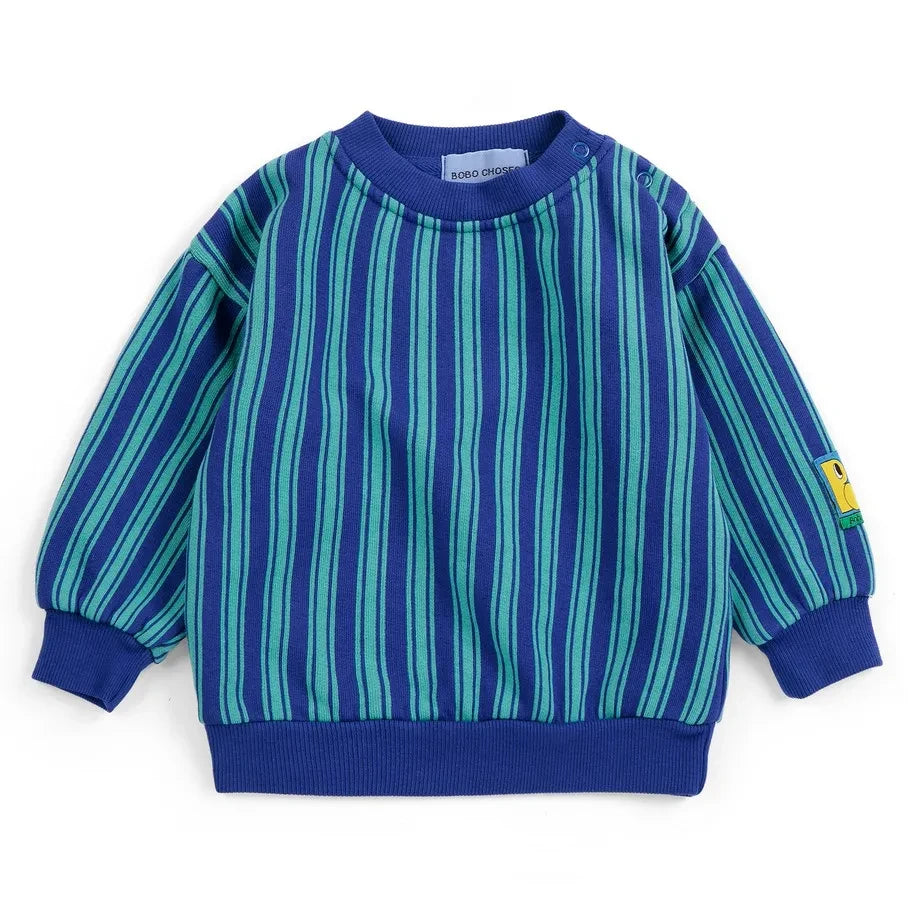 Bobo Choses - Organik pamuklu çizgili sweatshirt | Mavi