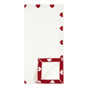 Petit Bateau - Decke aus Bio-Baumwollstrick mit Herzmotiv | Ecru