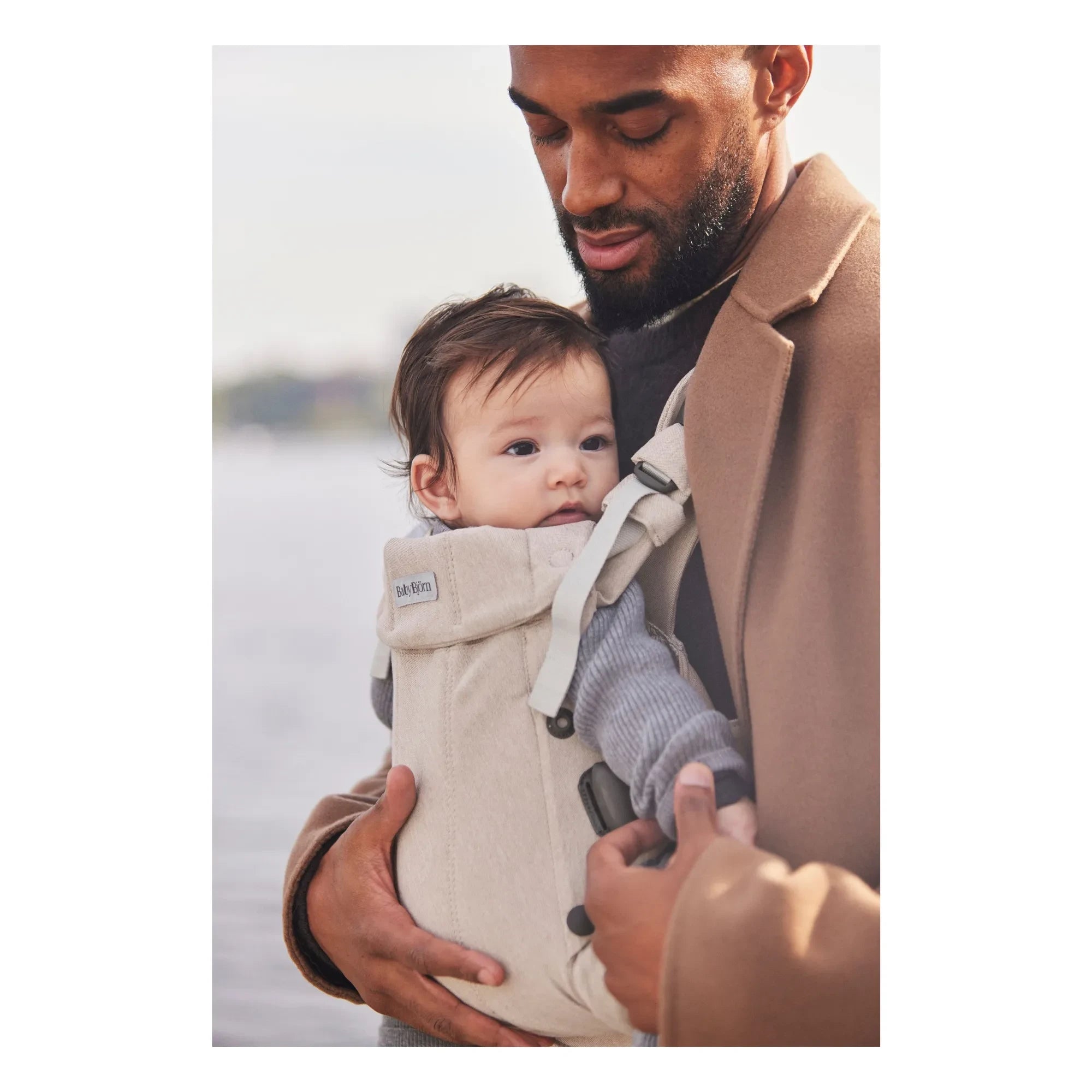 BabyBjörn - Mottled woven jersey dokulu Harmony bebek taşıyıcı | Bej
