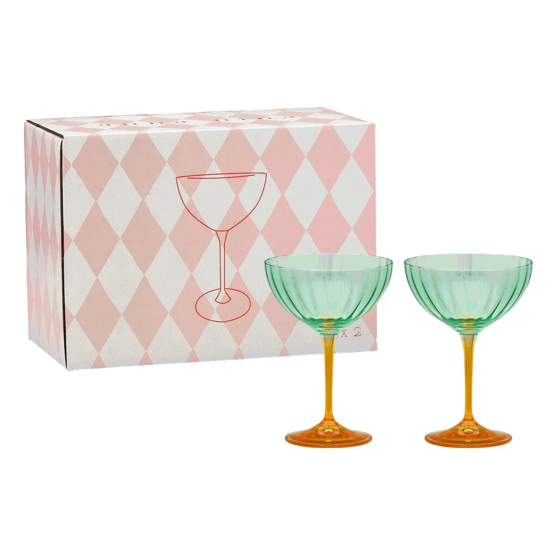Anna + Nina - Jazzy champagne glasses - Set of 2 | Green