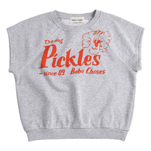 Bobo Choses - The Dog Pickles Organic Cotton Sleeveless Sweatshirt | Gray Melange