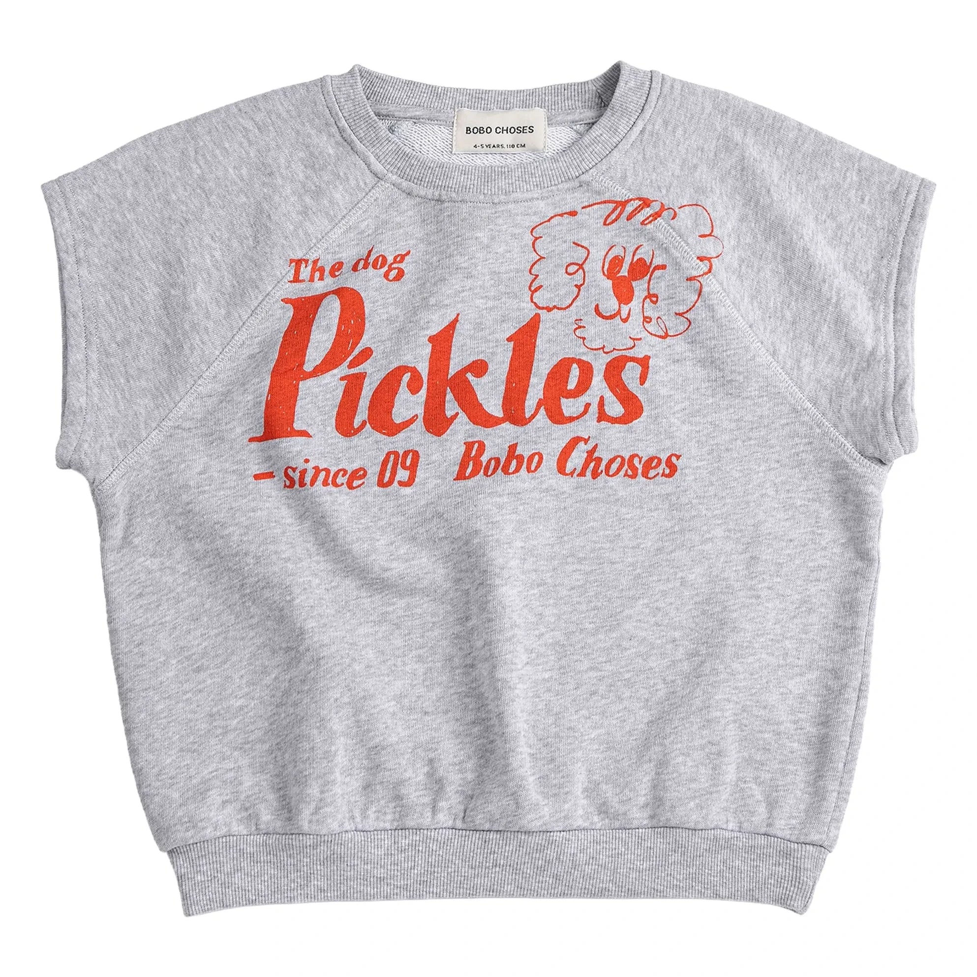 Bobo Choses - The Dog Pickles Organic Cotton Sleeveless Sweatshirt | Gray Melange