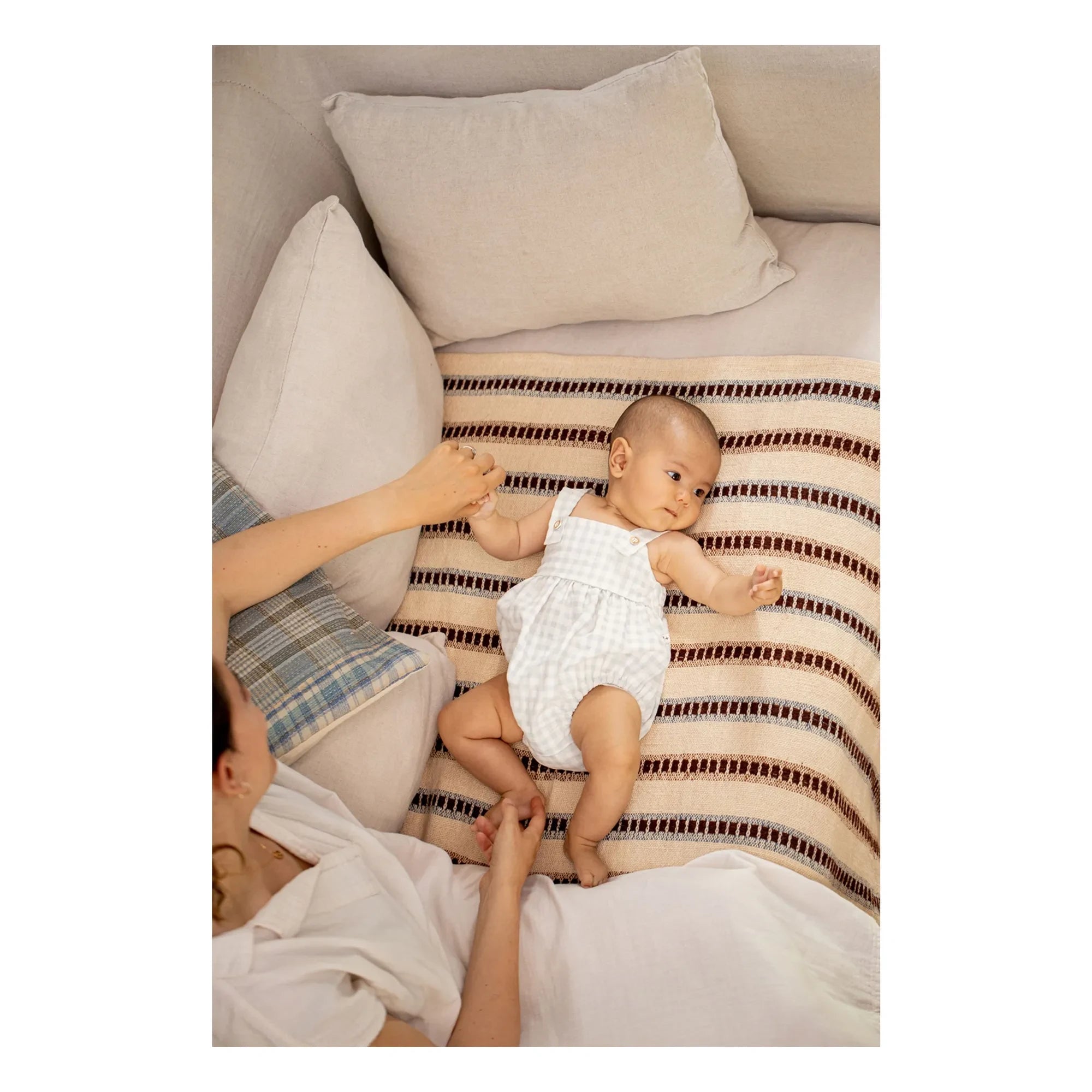 1+ in the family - Patras Vichy Seersucker Jumpsuit | Light Blue
