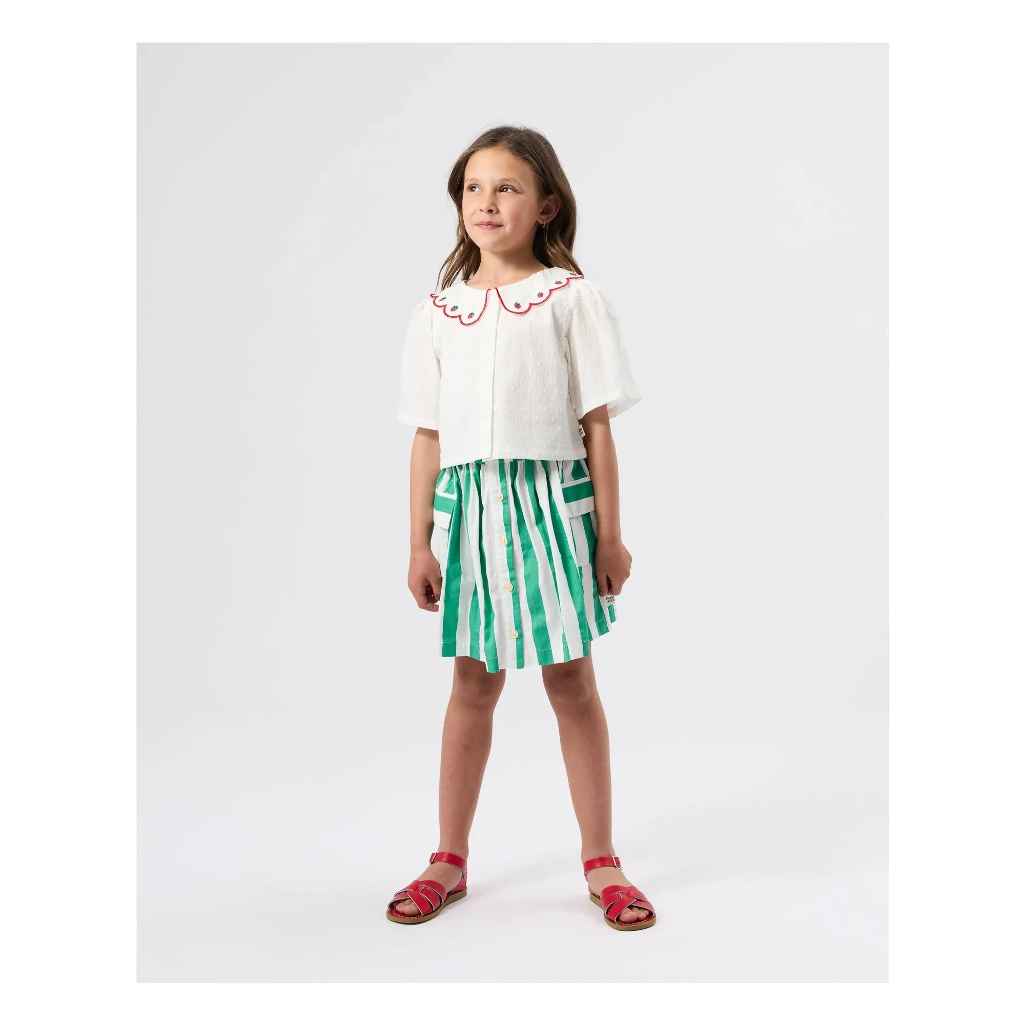 Goldie + Ace - Erdbeer-Crop-Bluse | Elfenbein