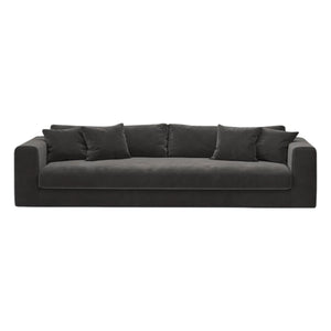 Panac Edition - Bellechasse kadife fırçalanmış 4 kişilik koltuk - 260 cm | Kömür grisi