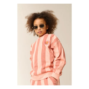 Tumble N'Dry – Oversize Sweatshirt aus recycelter Baumwolle mit Coquina-Streifen | Pfirsich