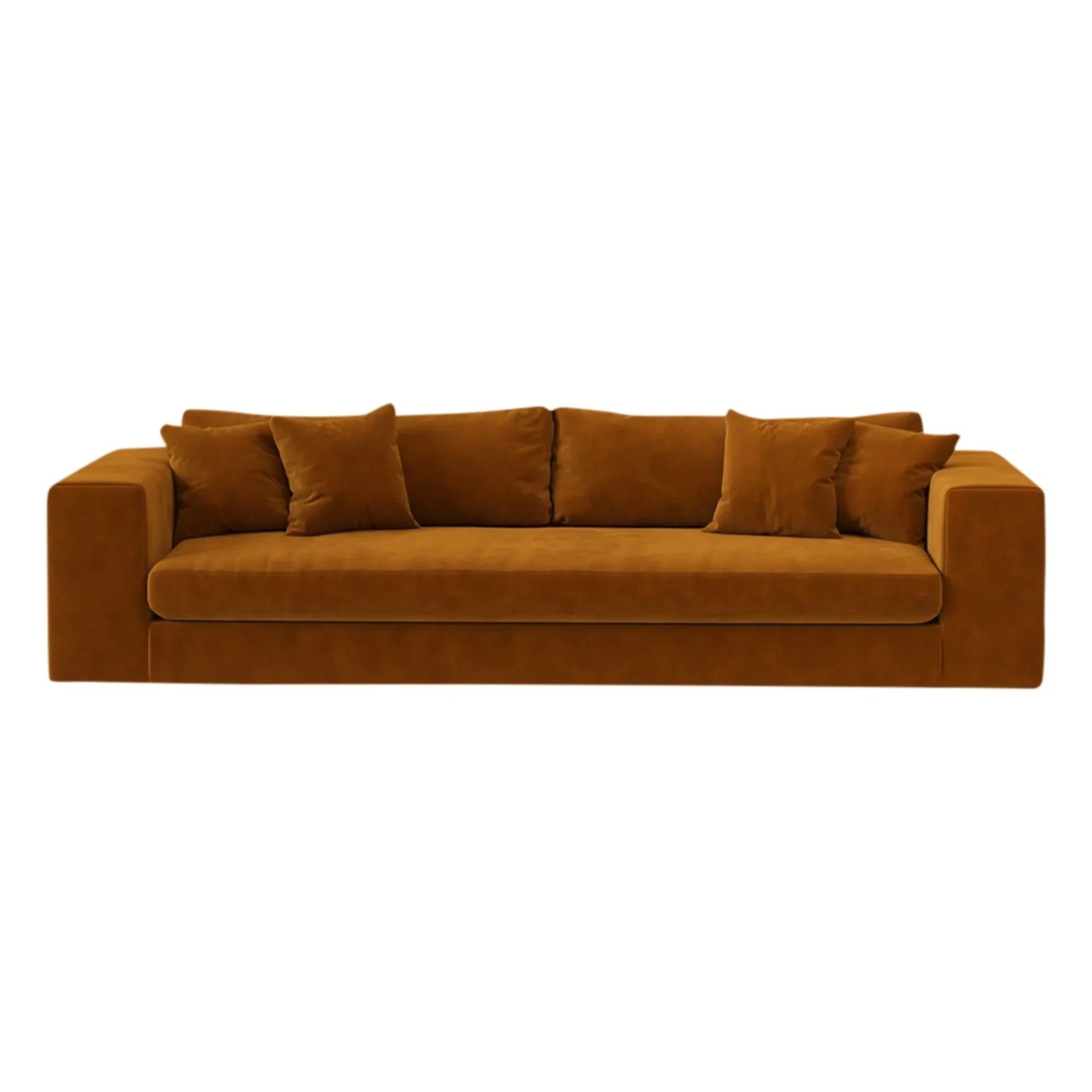 Panac Edition - Bellechasse 4 kişilik kadife fırçalanmış kanepe - 275 cm | Cognac