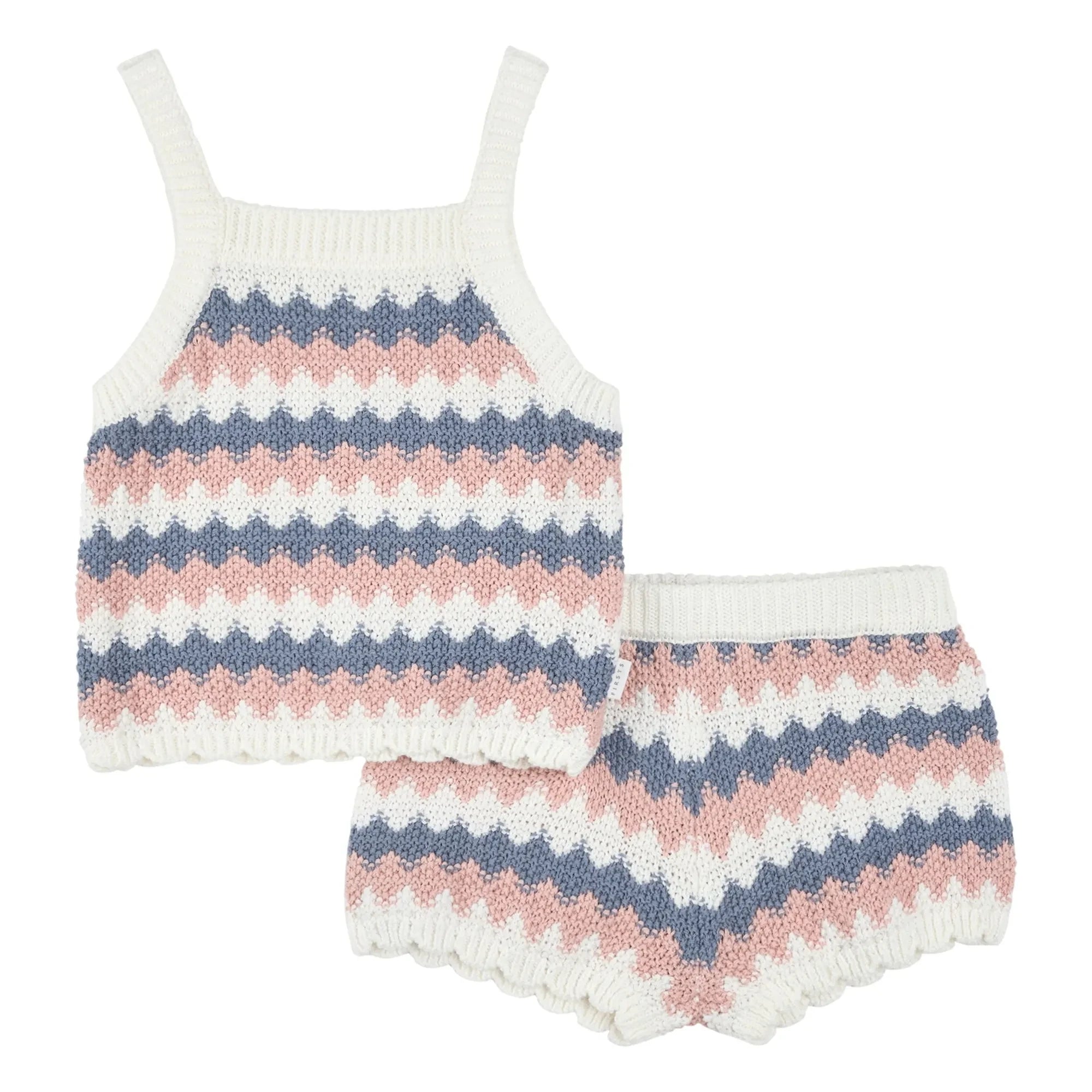 Petit Lem - Organic Cotton Crochet Top and Shorts Set | Beige