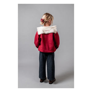 birinit - Organik pamuklu işlemeli drapeli yaka sweatshirt | Bordo