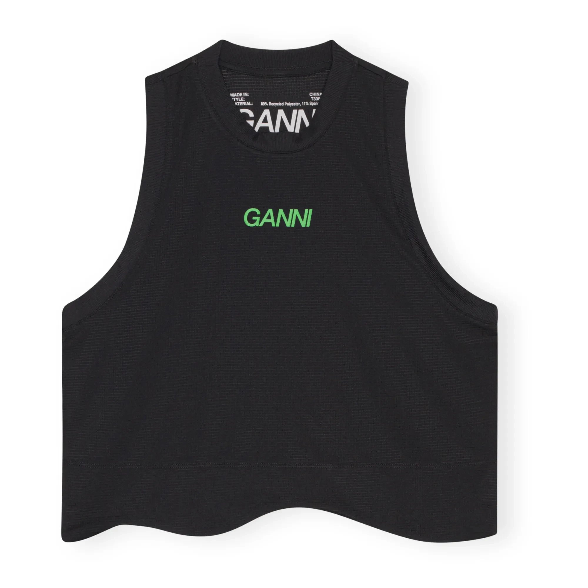 Ganni - Active Mesh Geri Dönüştürülmüş Malzemeli Üst | Siyah