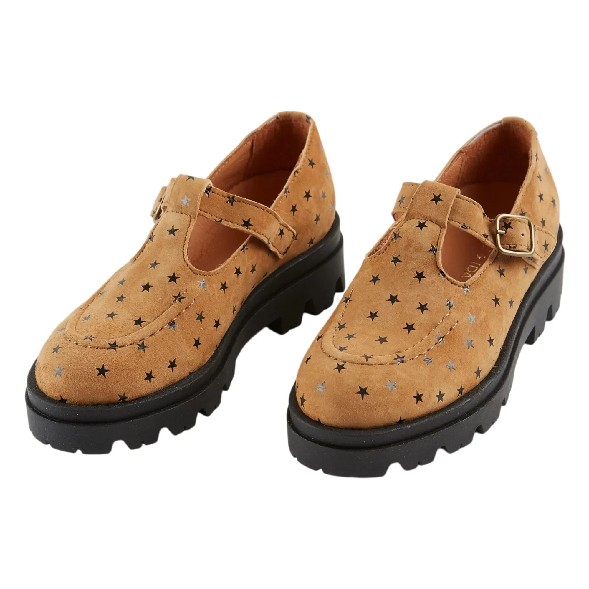 Emile et Ida - Leather Moccasins with Stars | Camel
