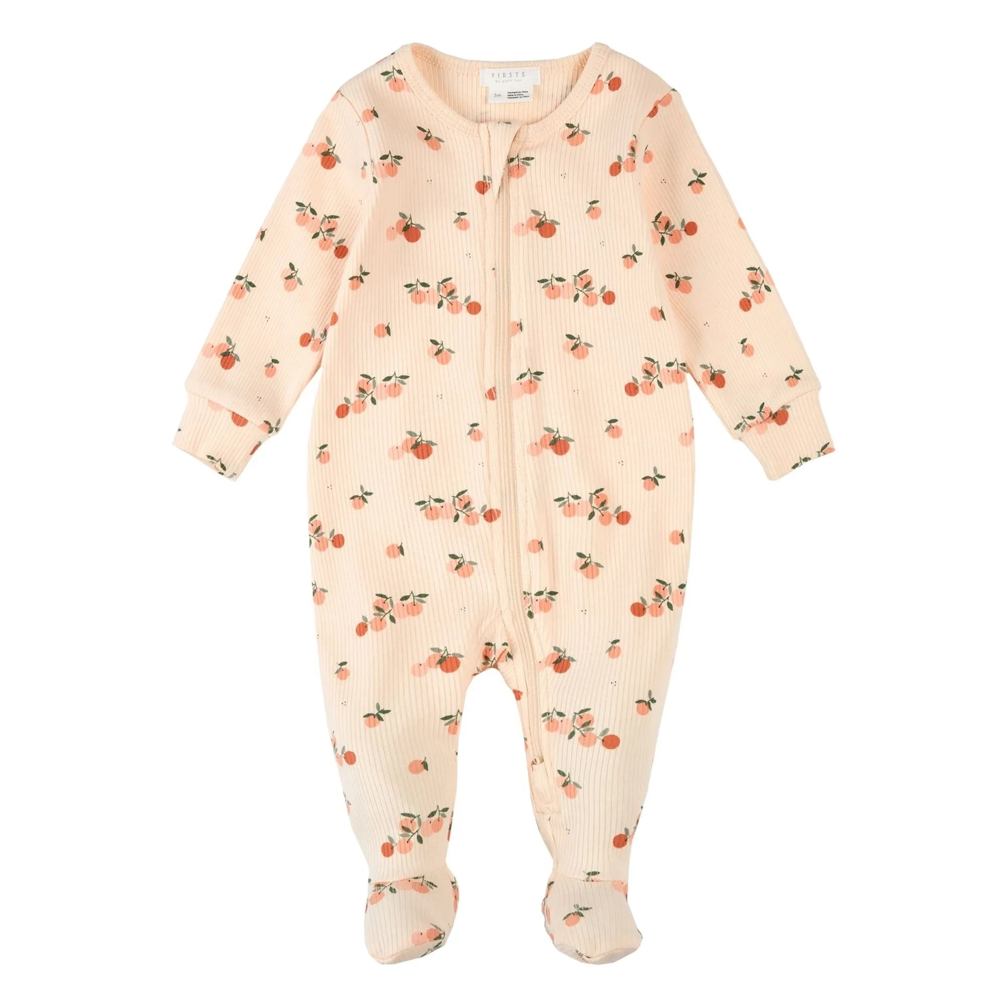 Petit Lem - Ribbed Footed Pajama Citrus Organic Cotton | Pale Pink